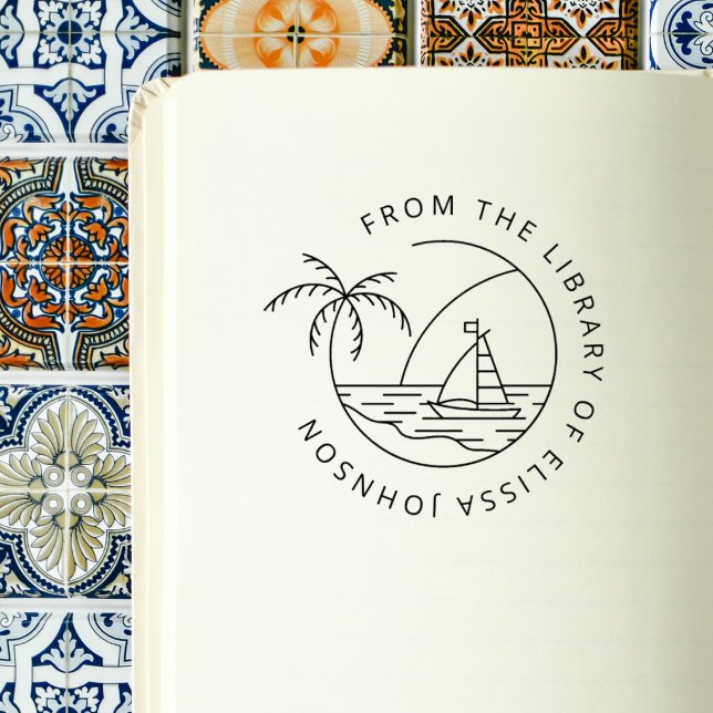 Simple Palm Tree Summer Custom From Library Book Rubber Stamp (Creator Uploaded)