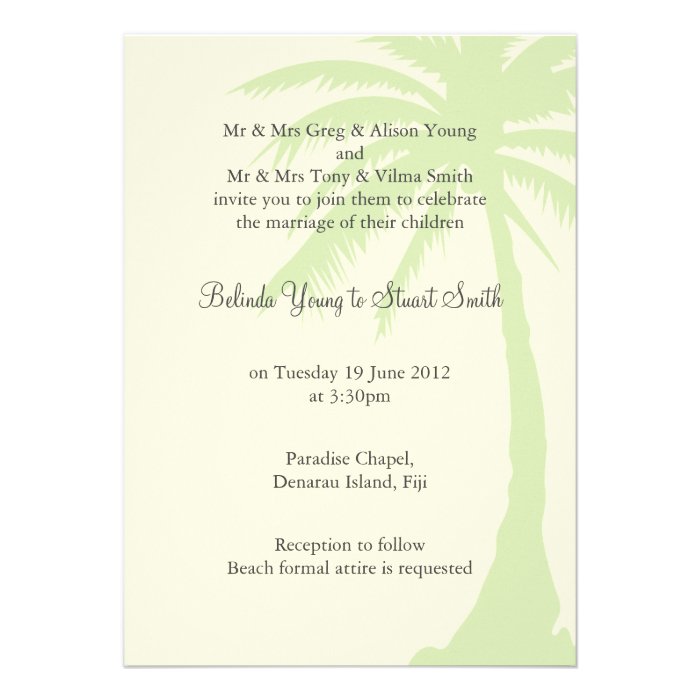 Simple Palm Tree Wedding Invitation 2