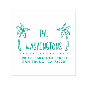 Simple Palm Trees Family Name Return Address Self-inking Stamp