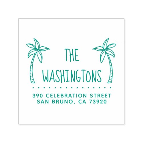 Simple Palm Trees Family Name Return Address Self_inking Stamp