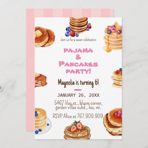 Simple Pancakes and Pajamas Invitation