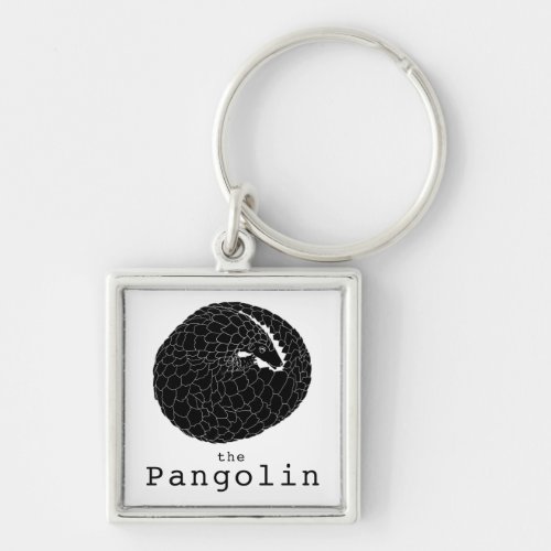 Simple Pangolin illustration black and white Keychain