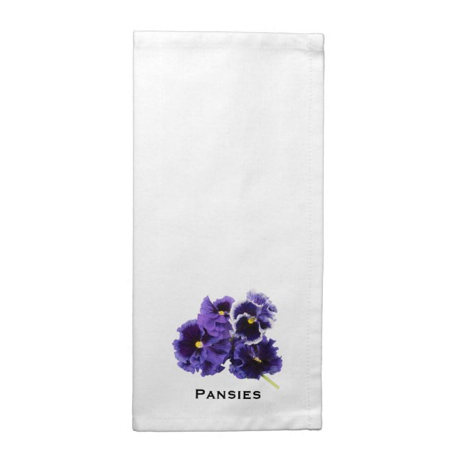 Simple Pansy Napkin with Text (Half Fold)