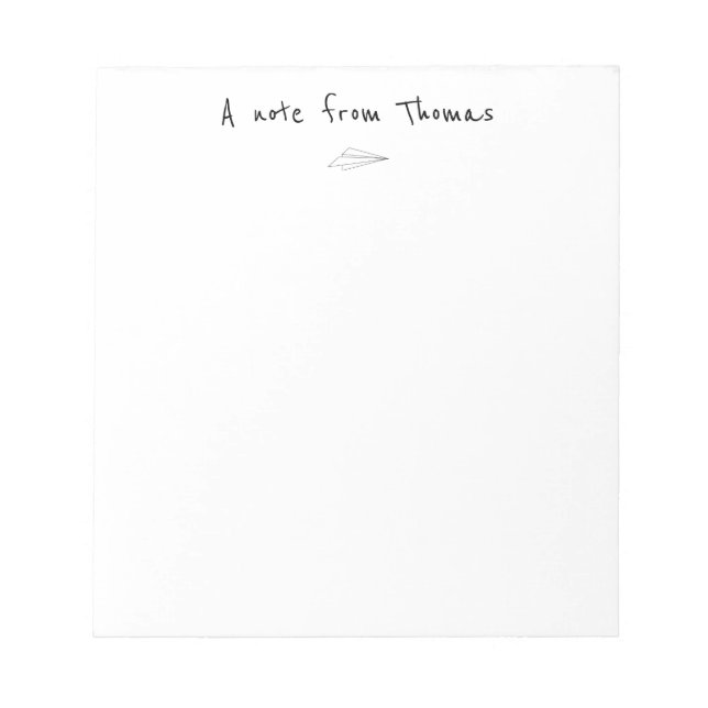 Simple Paper Airplane Notepad (Front)