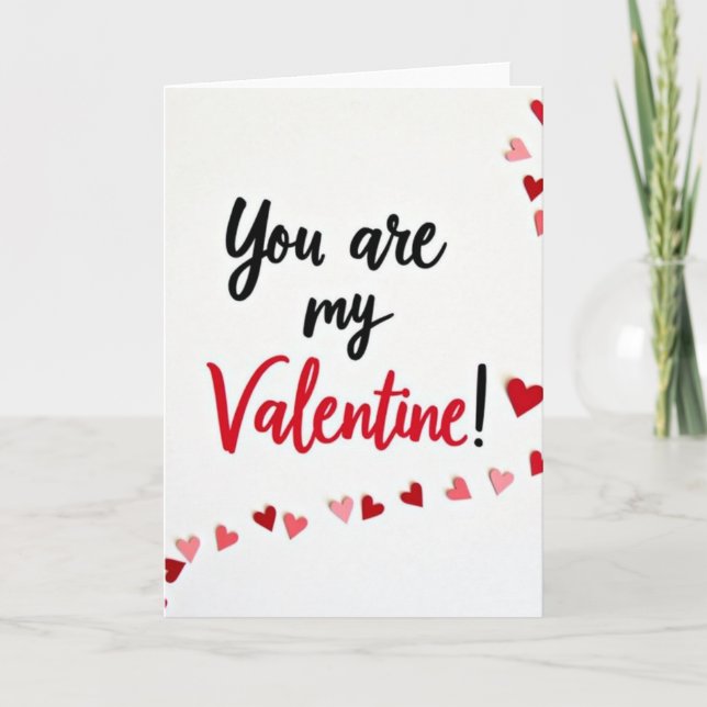 Simple Paper Hearts Valentine Card (Front)