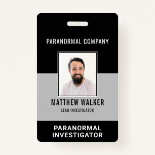 Simple Paranormal Investigator Photo ID Name Tag Badge