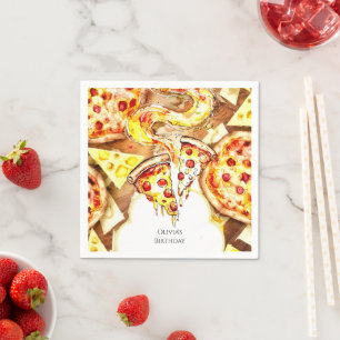 Simple Party Pizza Birthday Napkins