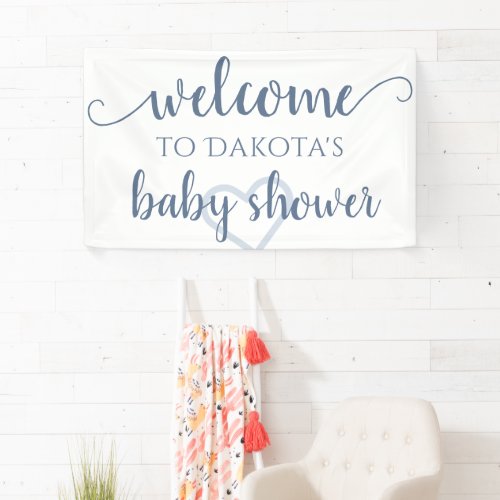 Simple Party Welcome  Dusty Blue Heart Customized Banner
