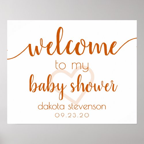 Simple Party Welcome  Fall Orange Heart Editable Poster