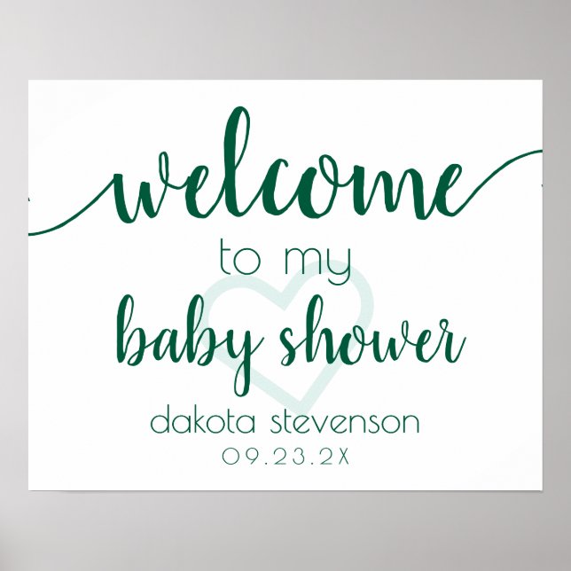 Simple Party Welcome | Green Heart Customized Poster (Front)
