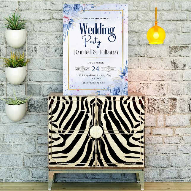 Simple party Wildflower light blue modern Invitation (Creator Uploaded)