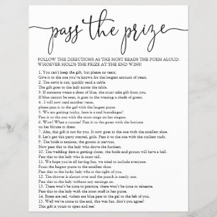 Simple Pass the Prize Bridal Shower Game Flyer