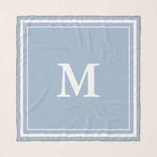 Simple Pastel Baby Blue and White Monogram Initial Scarf