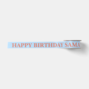 Simple Pastel Blue Birthday Wish Satin Ribbon