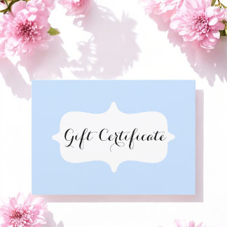 Simple Pastel Blue Business Gift Certificate Card