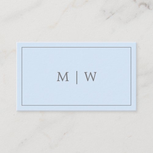 Simple Pastel Blue Gray Two Initial Monogram Logo Business Card