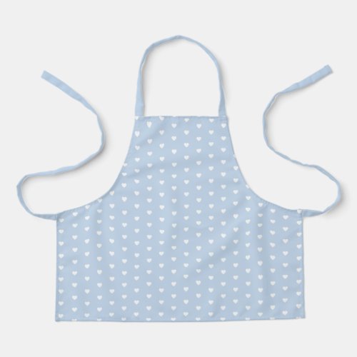 Simple Pastel Blue Heart Pattern Cute Apron