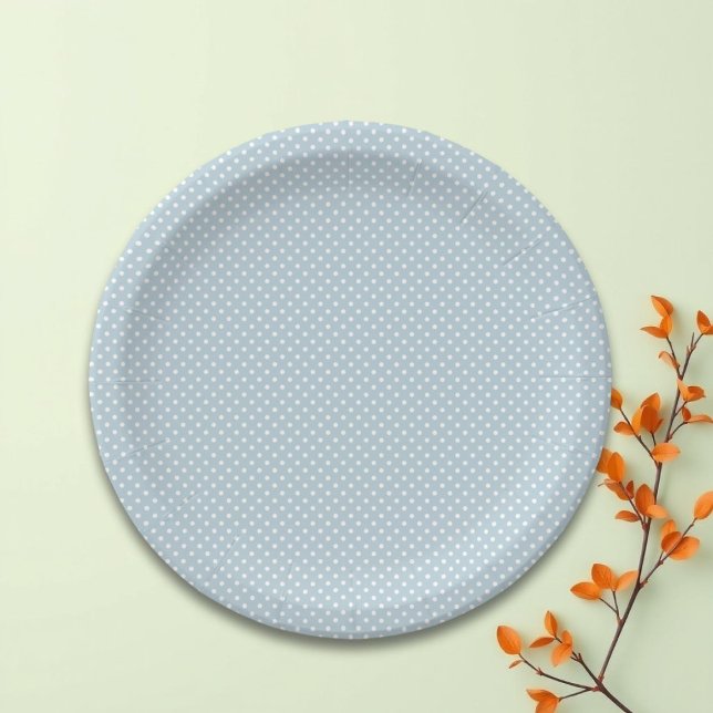 Simple Pastel Blue Polka Dot Paper Plates (Creator Uploaded)
