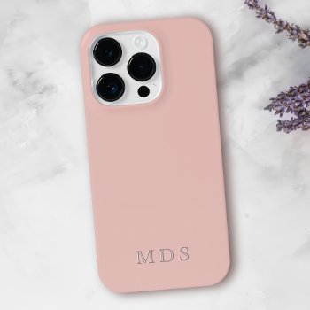 Simple Pastel Blush Pink Solid Color Monogram Iphone 15 Pro Case by mothersdaisy at Zazzle