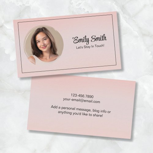 Simple Pastel Boho Ombre Add Your Photo Personal Calling Card