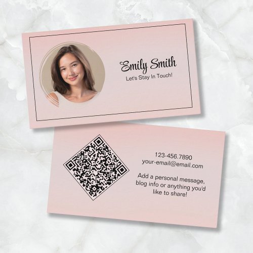 Simple Pastel Boho Ombre Add Your Photo QR Code Calling Card