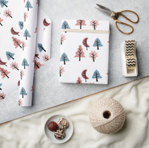 Simple Pastel Christmas Tree Pattern Holiday Wrapping Paper