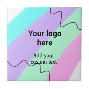 Simple pastel color add your logo custom text  thr ceramic tile