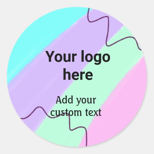 Simple pastel color add your logo custom text  thr classic round sticker
