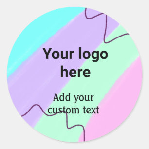 Simple pastel color add your logo custom text thr classic round sticker