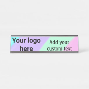 Simple pastel color add your logo custom text thr desk name plate