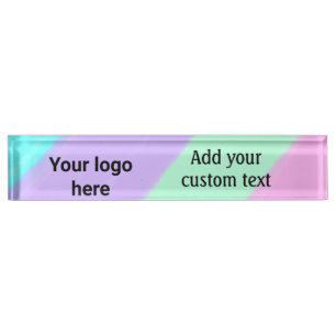Simple pastel color add your logo custom text thr desk name plate