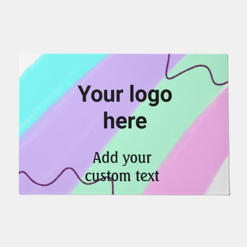 Simple pastel color add your logo custom text  thr doormat
