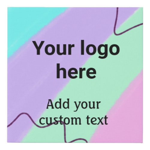 Simple pastel color add your logo custom text  thr faux canvas print