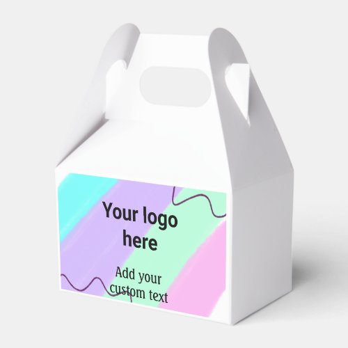 Simple pastel color add your logo custom text  thr favor boxes