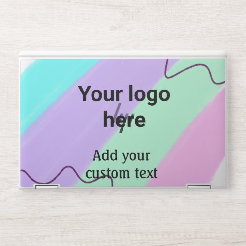 Simple pastel color add your logo custom text  thr HP laptop skin