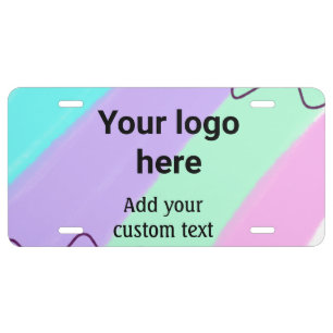 Simple pastel color add your logo custom text thr license plate