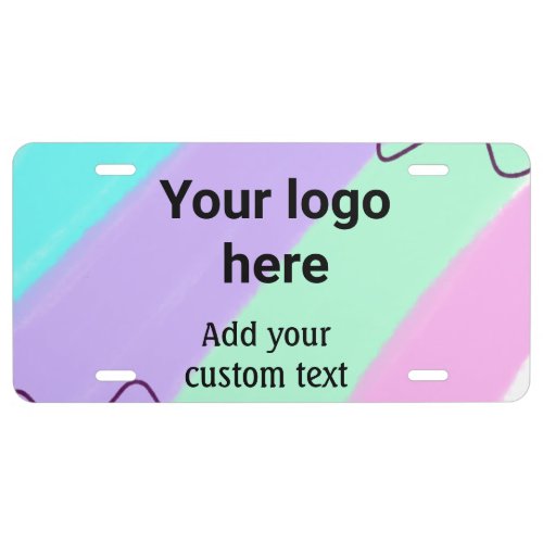 Simple pastel color add your logo custom text  thr license plate