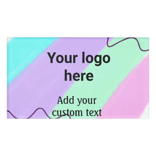 Simple pastel color add your logo custom text  thr name tag