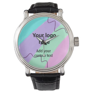 Simple pastel color add your logo custom text thr watch