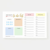 Daily Organizer - To Do List - Hydrate - Pastels Post-it Notes