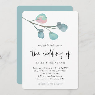Simple Pastel Eucalyptus Wedding Invitation