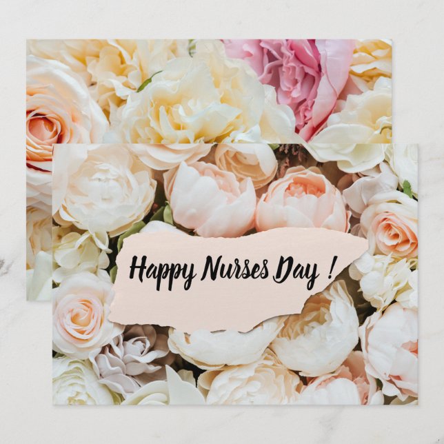 Simple Pastel Floral Happy Nurses Day Holiday Card (Front/Back)