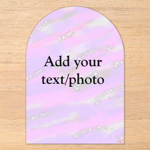 Simple pastel glitter colorful add your text photo acrylic invitations