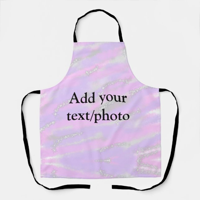 Simple pastel glitter colorful add your text photo apron (Front)