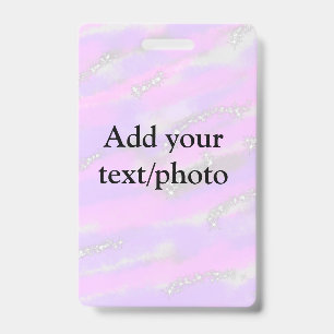 Simple pastel glitter colorful add your text photo badge