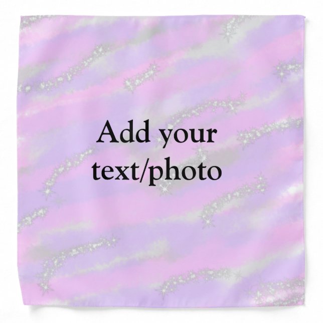 Simple pastel glitter colorful add your text photo bandana (Front)