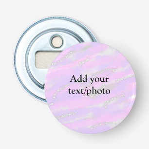 Simple pastel glitter colorful add your text photo bottle opener