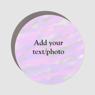Simple pastel glitter colorful add your text photo car magnet