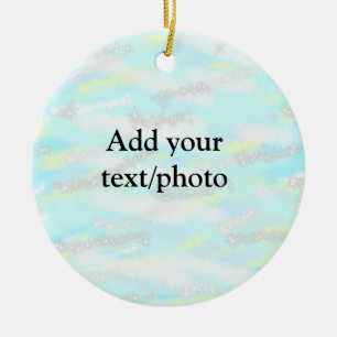 Simple pastel glitter colorful add your text photo ceramic ornament