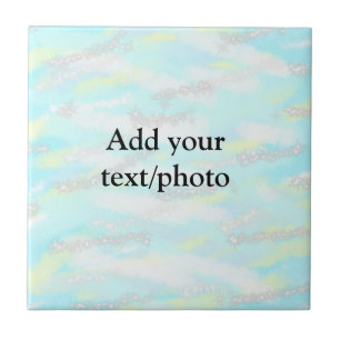 Simple pastel glitter colorful add your text photo ceramic tile